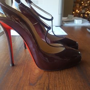 Christian Louboutin Ditassima Burgundy T Strap